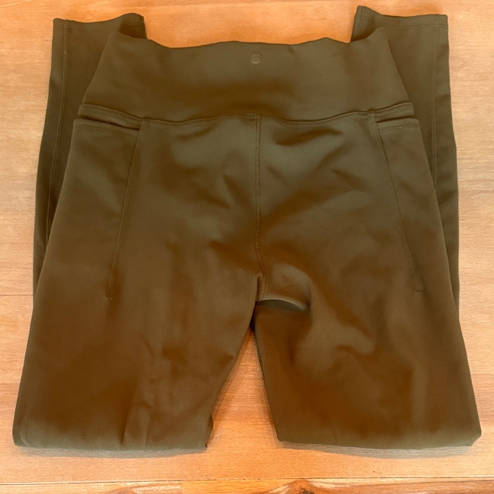 CALIA by Carrie Underwood Olive Ribbed Leggings Activewear - Picture 4 of 5